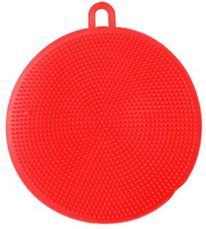 Siliconen Borstel Afwassen Multifunctionele Fruit Groente Bestek Keukengerei Borstels Kitchen Cleaning Tools rood