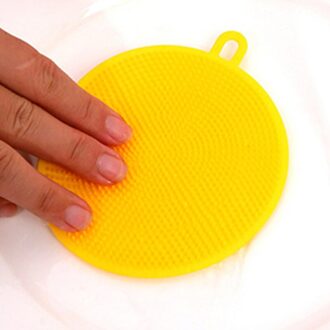 Siliconen Borstel Afwassen Spons Multi-Functionele Fruit Groente Bestek Keukengerei Borstels Kitchen Tools geel