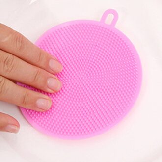 Siliconen Borstel Afwassen Spons Multi-Functionele Fruit Groente Bestek Keukengerei Borstels Kitchen Tools Roze