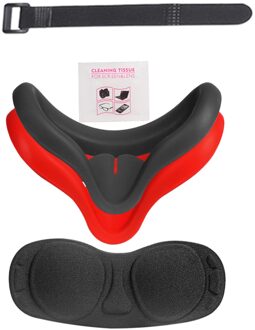 Siliconen Cover Duurzaam Comfortabele Blinddoek Voor Oculus Quest 2 Siliconen Siliconen Cover En Oogmasker Vr Accessoires zwart rood