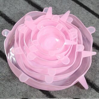 Siliconen Cover Stretch Deksels Herbruikbare Luchtdicht Voedsel Wrap Covers Houden Verse Afdichting Kom Elastische Wrap Cover Keuken Kookgerei roze