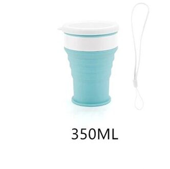 Siliconen Cup Draagbare Siliconen Vouwen Cup Koffie Thee Cups Voor Reizen Inklapbare Drinken Handcup Squeeze Reizen Outdoor Cup 350ml blauw