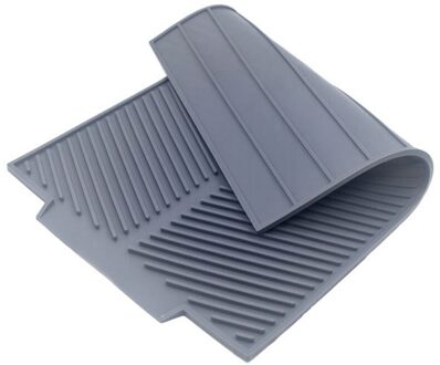 Siliconen Dish Drogen Mat Goot Vouwen Aftappen Mat, rechthoek Afvoer Mat Drogen Gerechten Pad Hittebestendige Antislip Lade Grijs