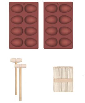 Siliconen Diy Mallen Set Ijs Lade Keuken Tool Chocolade Blok Cake Decorating Cake Bakken Jelly 2Pcs Moulds + Hamers + 50 Stuks Sticks