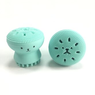 Siliconen Gezicht Reiniging Borstel Gezichtsreiniger Octopus Vorm Gezichtsreiniger Peeling Gezicht Scrub Wassen Borstel groen