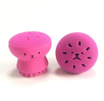 Siliconen Gezicht Reiniging Borstel Gezichtsreiniger Octopus Vorm Gezichtsreiniger Peeling Gezicht Scrub Wassen Borstel roos rood