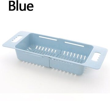 Siliconen Groente Wasmand Intrekbare Aanpassing Groenten En Fruit Mand Inklapbare Wastafel Met Handvat Keuken Gereedschap blauw