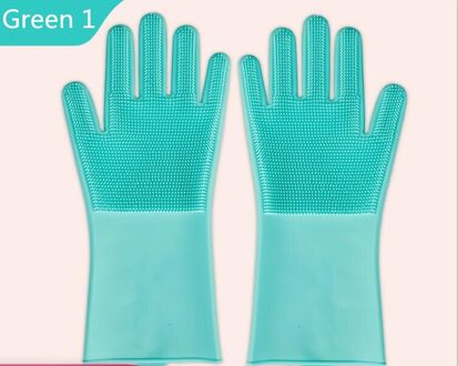 Siliconen Handschoenen Thuis Magic Wassen Gerechten God Rubber Rubber Rubber Keuken Duurzaam Borstel Gerechten Huishoudelijke Latex Wassen Gerechten groen 1