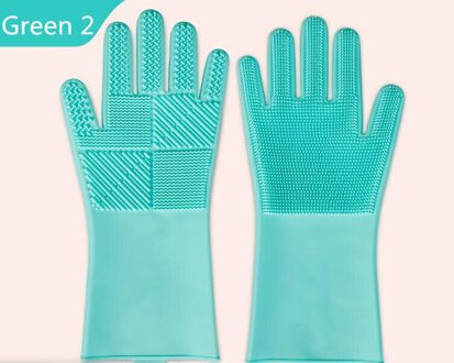 Siliconen Handschoenen Thuis Magic Wassen Gerechten God Rubber Rubber Rubber Keuken Duurzaam Borstel Gerechten Huishoudelijke Latex Wassen Gerechten groen 2
