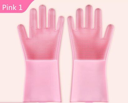 Siliconen Handschoenen Thuis Magic Wassen Gerechten God Rubber Rubber Rubber Keuken Duurzaam Borstel Gerechten Huishoudelijke Latex Wassen Gerechten roze 1