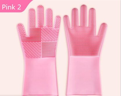 Siliconen Handschoenen Thuis Magic Wassen Gerechten God Rubber Rubber Rubber Keuken Duurzaam Borstel Gerechten Huishoudelijke Latex Wassen Gerechten roze 2