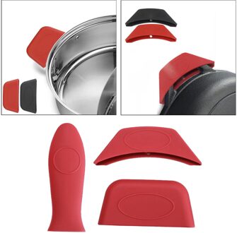 Siliconen Handvat Houder Gietijzeren Pot Handvat Mouw Hittebestendige Voor rood stijl 1