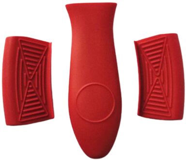 Siliconen Handvat Houder Gietijzeren Pot Handvat Mouw Hittebestendige Voor rood stijl 2