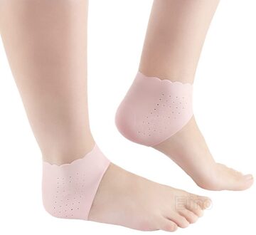 Siliconen Hiel Protector Inlegzolen Voor Mannen Vrouwen Schoen Voet Huid Anti-Gebarsten Pad Fasciitis Plantaris Sokken Pijnbestrijding Insert kussen roze