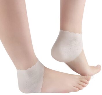 Siliconen Hiel Protector Inlegzolen Voor Mannen Vrouwen Schoen Voet Huid Anti-Gebarsten Pad Fasciitis Plantaris Sokken Pijnbestrijding Insert kussen wit