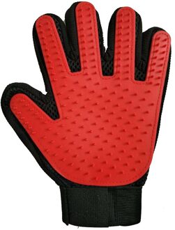 Siliconen Hond Handschoen Kat Grooming Handschoen Deshedding Pet Grooming Handschoen Hond Bad Schoon Massage Huisdier Handschoen Haar Verwijderen links rood glove