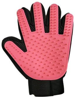 Siliconen Hond Handschoen Kat Grooming Handschoen Deshedding Pet Grooming Handschoen Hond Bad Schoon Massage Huisdier Handschoen Haar Verwijderen links roze glove