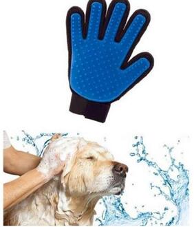Siliconen Hond Huisdier Borstel Handschoen Deshedding Zachte Efficiënte Pet Grooming Handschoen Hond Bad Kat Schoonmaakproducten Huisdier Handschoen Hond Kammen Blauw / links hand