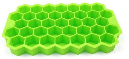 Siliconen Honingraat Vorm Ice Cube Tray Silicone Ice Cube Maker Mold Met Deksels Voor Ijs Party Whiskey Cocktail Koud drinken nee hoes groen