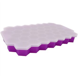 Siliconen Honingraat Vorm Ice Cube Tray Silicone Ice Cube Maker Mold Met Deksels Voor Ijs Party Whiskey Cocktail Koud drinken Paars