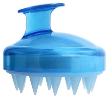 Siliconen Hoofd Body Hoofdhuid Massage Borstel Kam Shampoo Haar Wassen Kam Douche Borstel Bad Spa Afslanken Massage Borstel blauw
