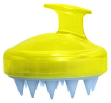 Siliconen Hoofd Body Hoofdhuid Massage Borstel Kam Shampoo Haar Wassen Kam Douche Borstel Bad Spa Afslanken Massage Borstel geel