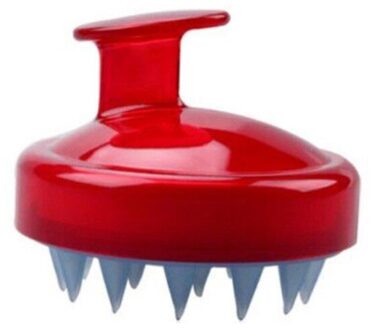 Siliconen Hoofd Body Hoofdhuid Massage Borstel Kam Shampoo Haar Wassen Kam Douche Borstel Bad Spa Afslanken Massage Borstel rood