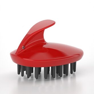 Siliconen Hoofd Body Hoofdhuid Massage Borstel Kam Shampoo Haar Wassen Kam Douche Borstel Bad Spa Afslanken Massage Borstel rood