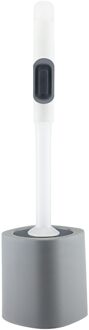 Siliconen Hoofd Wc Borstel Quick Afvoer Schoonmaken Tool Wandmontage Of Vloer Gemonteerde Borstel Badkamer Accessoires grijs