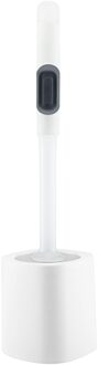 Siliconen Hoofd Wc Borstel Quick Afvoer Schoonmaken Tool Wandmontage Of Vloer Gemonteerde Borstel Badkamer Accessoires wit