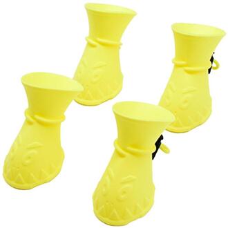 Siliconen Huisdier Rainshoes Waterdichte Zachte Zolen Antislip Huisdier Laarzen Poot Protector Voor Katten En Honden Huisdier levert geel