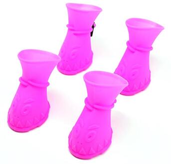 Siliconen Huisdier Rainshoes Waterdichte Zachte Zolen Antislip Huisdier Laarzen Poot Protector Voor Katten En Honden Huisdier levert paars