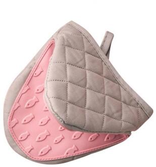 Siliconen Katoen Oven Handschoenen Isolatie Handschoenen Keuken Koken Magnetron Handschoenen Isolatie Non Slip Keuken Handschoenen Ovenwant 1stk roze