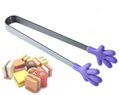 Siliconen Keuken Gereedschap Suiker Clip Gebak Klem Koken Salade Eten BBQ Tang Rvs Handvat Tang 3 Kleur Beschikbaar Paars