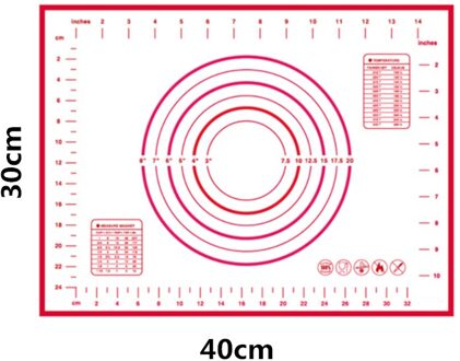 Siliconen Keuken Kneden Deeg Mat Cookie Cake Bakken Mat Gereedschap Dikke Non-stick Rolling Matten Gebak Accessoires Vel Pads 30X40cm rood