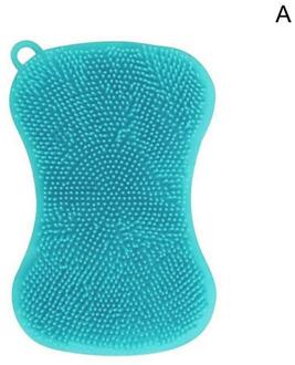 Siliconen Keuken Spons Borstel Wasmachine Dish Cleaning Bewaakt Gadgets Hand Zacht Fruit Groente A4X6 Blauw
