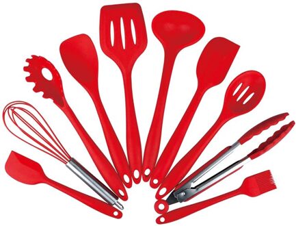Siliconen Keukengerei 10 Stuk Set Non-stick Kookgerei Siliconen Keukengerei Set Milieuvriendelijke Koken Tool 10 Stuk Spatel Set rood