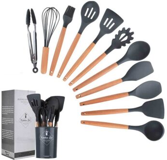 Siliconen Keukengerei 12 Stuk Non-stick Spatel Ingelaste Schop Soeplepel Koken Lepel Schop Olie Borstel Keukengerei