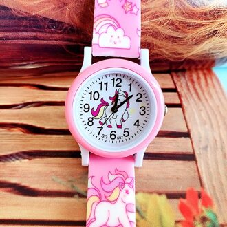 Siliconen Kinderen Horloge Leuke Eenhoorn Cartoon Meisje Jongen Kind Quartz Klok Student Sport Kids Horloges Baby Horloge roze