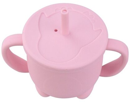 Siliconen Kinderen Stro Cups Baby Leren Om Kopjes Kinderen Lekvrije En -Proof Cups roze