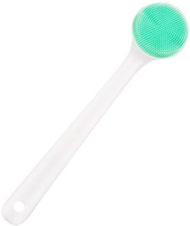 Siliconen Lange Handvat Douche Borstel Scrubber Douche Bad Body Borstel Houten Handvat Body Reiniging Tool Badkamer munt groen
