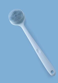 Siliconen Lange Handvat Dubbelzijdig Bad Wassen Borstel Baden Massage Terug Body Exfoliërende Badkamer Douche Accessoires blauw