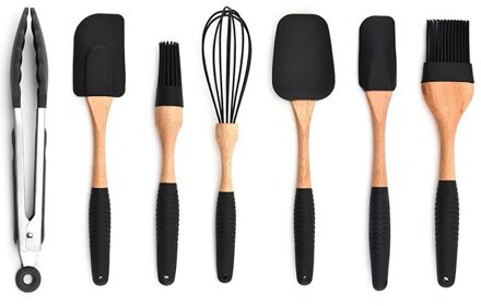 Siliconen Non-stick Koken Bakken Gebruiksvoorwerpen Gereedschappen Set Hittebestendige Lepel Spatel Ei Kloppers Keuken Accessoires AUG889 7 stk