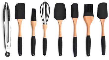 Siliconen Non-stick Koken Bakken Gebruiksvoorwerpen Gereedschappen Set Hittebestendige Lepel Spatel Ei Kloppers Keuken Accessoires AUG889 8 stk
