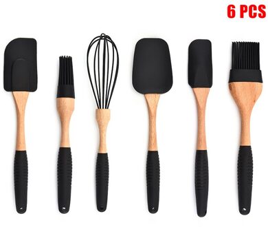 Siliconen Non-stick Koken Bakken Gebruiksvoorwerpen Gereedschappen Set Hittebestendige Lepel Spatel Ei Kloppers Keuken Accessoires B88 6 stk