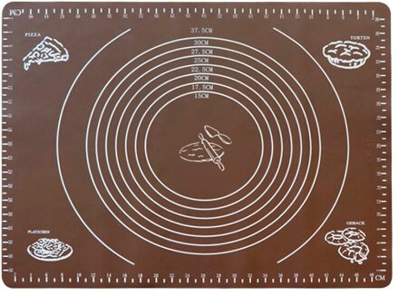 Siliconen Non-stick Verdikking Mat Rolling Deeg Liner Pad Gebak Cake Bakvormen Pizza Cake Board Keuken Bakken Accessoires bruin 40x30