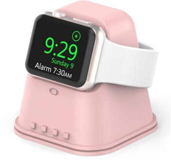 Siliconen Opladen Dock Voor Apple Horloge 38Mm 42Mm 42Mm 44Mm Lading Kabel Management Voor Iwatch Serie 6 5 4 3 2 1 Se Horloge Houder roze