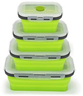 Siliconen Opvouwbare Lunchbox Voedsel Opslag Container Gratis Microwavable Rechthoek Bento Box Fresh-Houden Draagbare Picknick Kamp W4C3