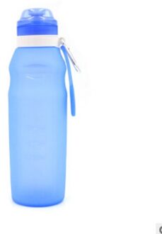 Siliconen Opvouwbare Waterfles Outdoor Sport Levert Reizen Draagbare Vouwen Grote Capaciteit Creatieve Goederen Sport Fles 600Ml blauw