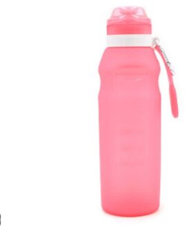 Siliconen Opvouwbare Waterfles Outdoor Sport Levert Reizen Draagbare Vouwen Grote Capaciteit Creatieve Goederen Sport Fles 600Ml roze